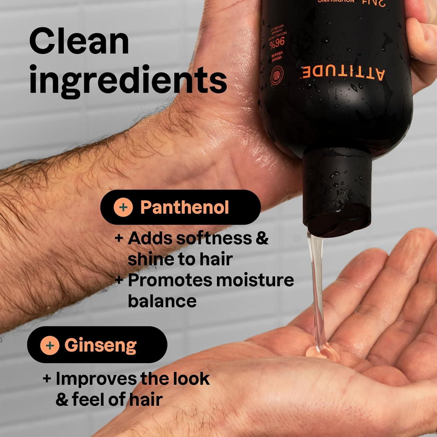 ATTITUDE super leaves 2N1 Shampoo & Conditioner Nourishing, Patchouli & Bourbon, 414 mL