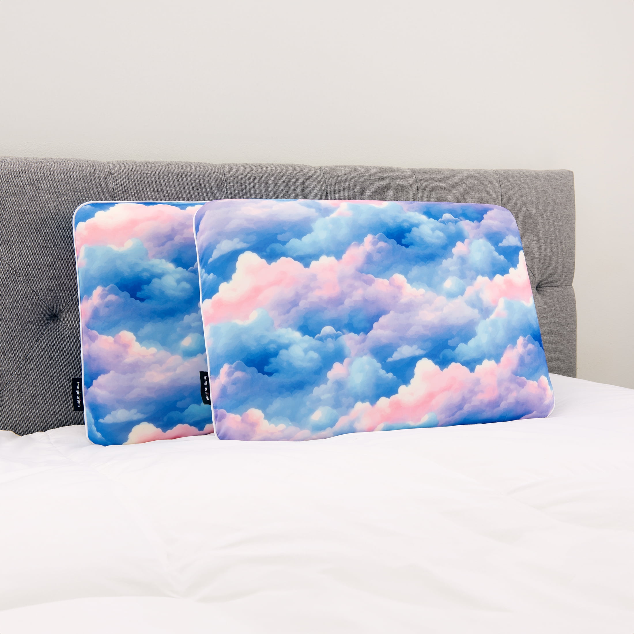 Memory Foam Fun Pillow with Cool-to-the-Touch Cover, Standard/Queen, Dreamy Clouds, 2 Pack