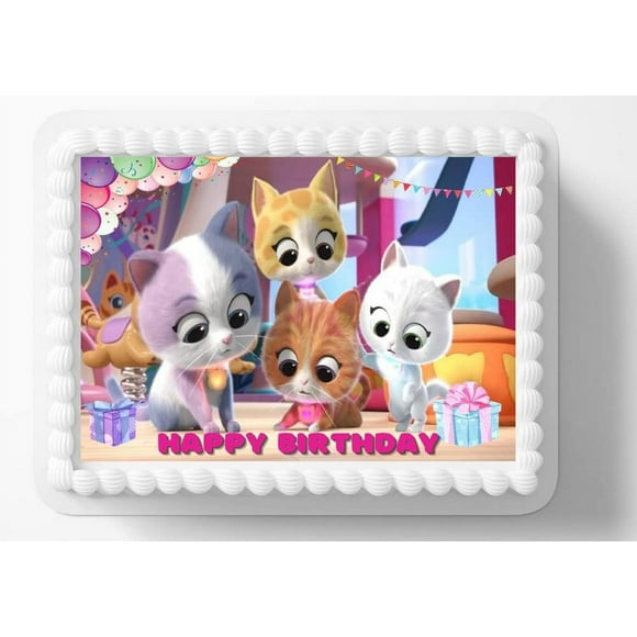 Super Kitties Edible Image Edible Birthday Cake Topper Frosting Sheet Icing Paper Cake Decoration Edible Cake Sticker Decal