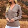 thumbnail image 4 of Suéter de mujer, suéter de otoño e invierno, suéter de punto cruzado con cuello en V, blusas holgadas elegantes y sexys, sudadera, blusas tipo túnica de manga larga (L), 4 of 4