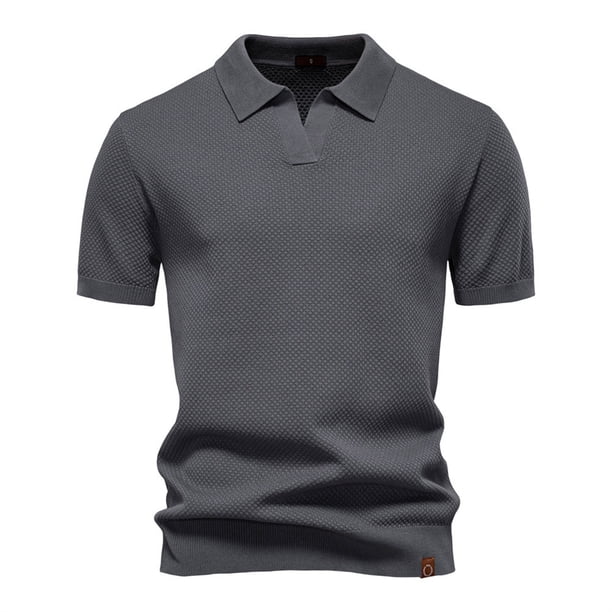 pstuiky camisetas de hombre, Suéter informal de manga corta con cuello vuelto, cómodo y liso para hombre camisas casuales para hombre l