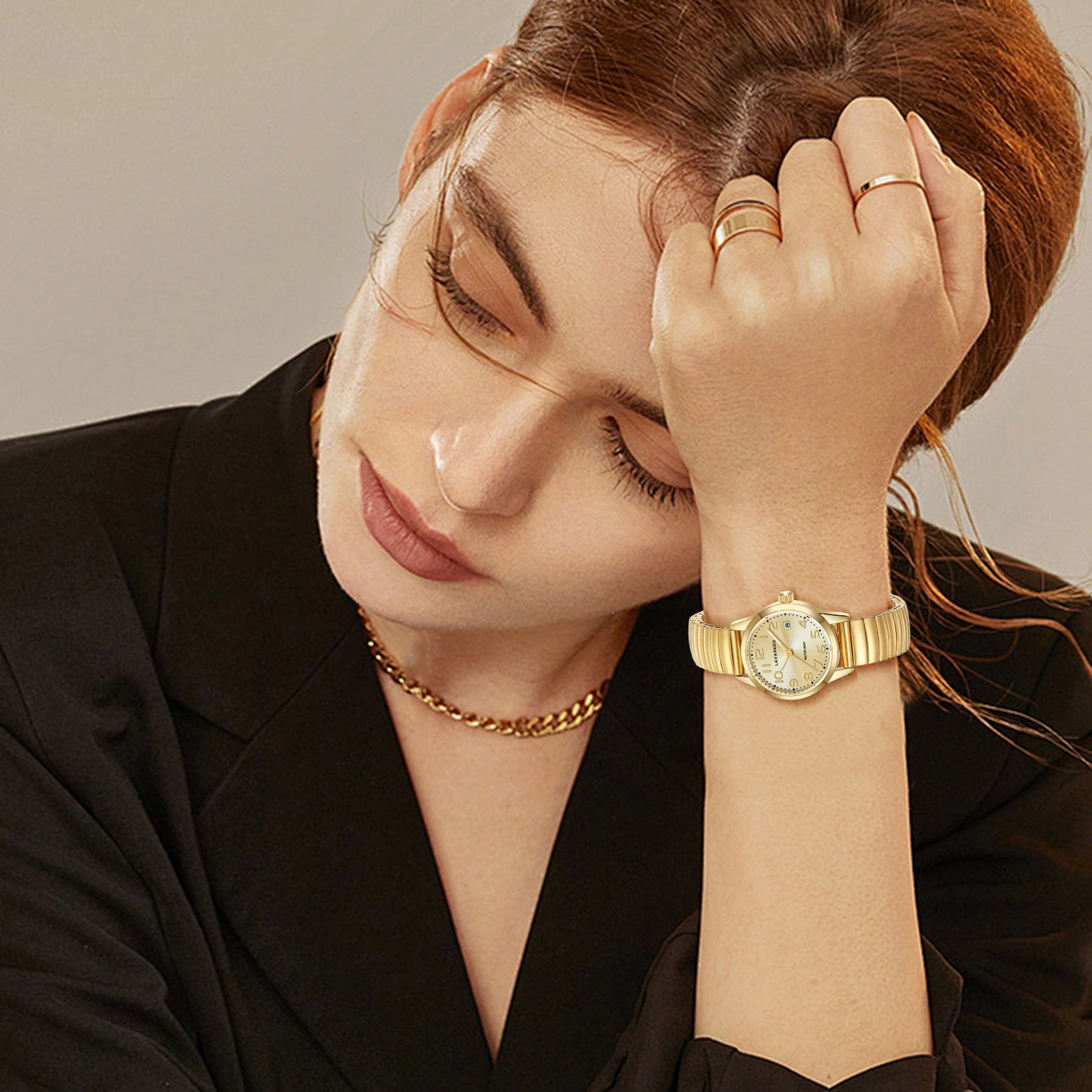 Watches for Women Analog Ladies Quartz Watches with Stainless Steel Expansion Band,Easy Reader Waterproof Lady Watch Mother's Day gift For Women -XS Size
