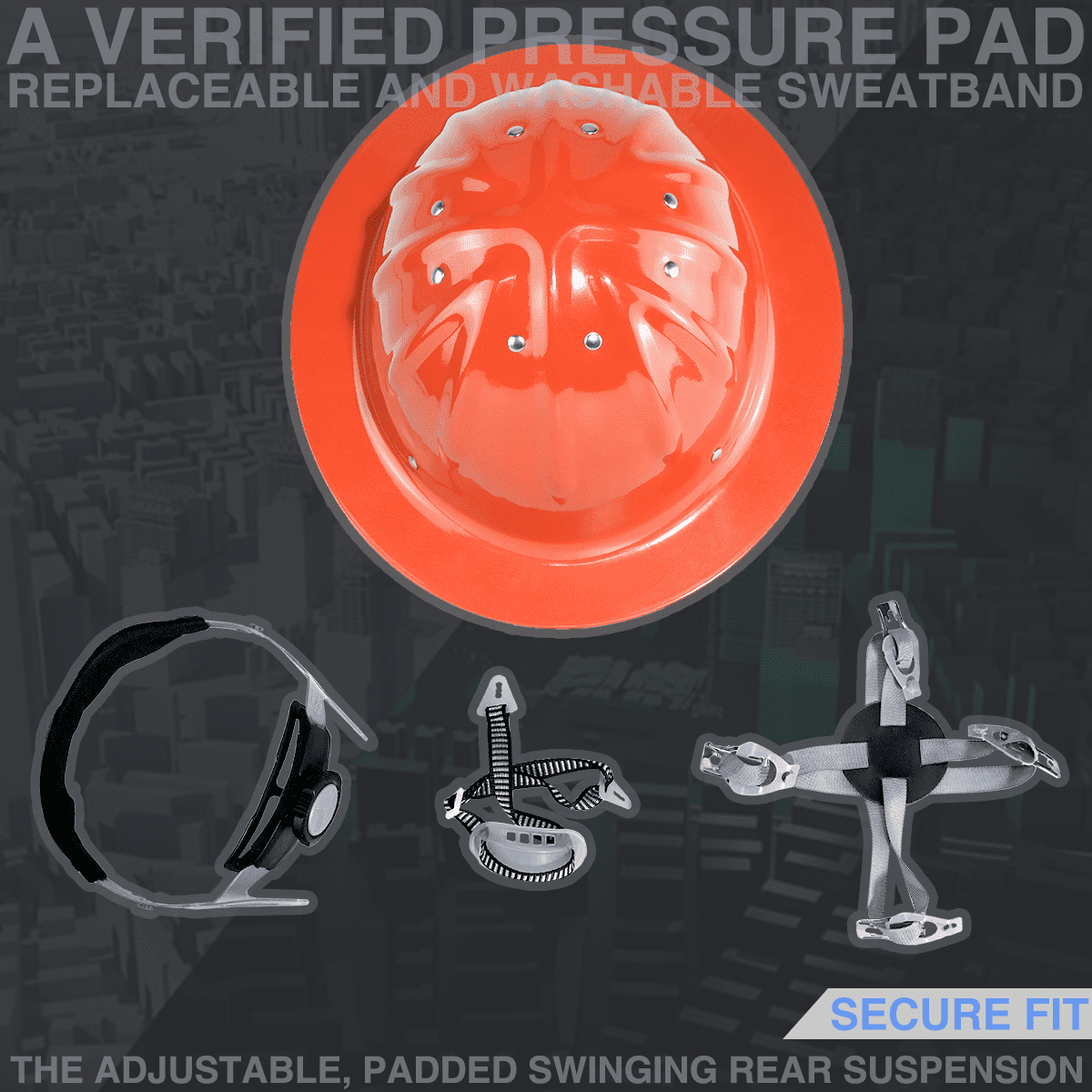 Aluminum Safety Hard Hats Helmet with Ratchet Suspensions Silver Safety Cap One Size Helmet Fits Most(Orange)