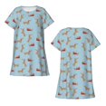 thumbnail image 3 of Bixox Dachshund Dog Pattern Women's Nightgown, Soft & Breathable Sleepwear, Round Neck Knee-Length Pajama Dress,Loungewear for Home & Sleep, 3 of 7