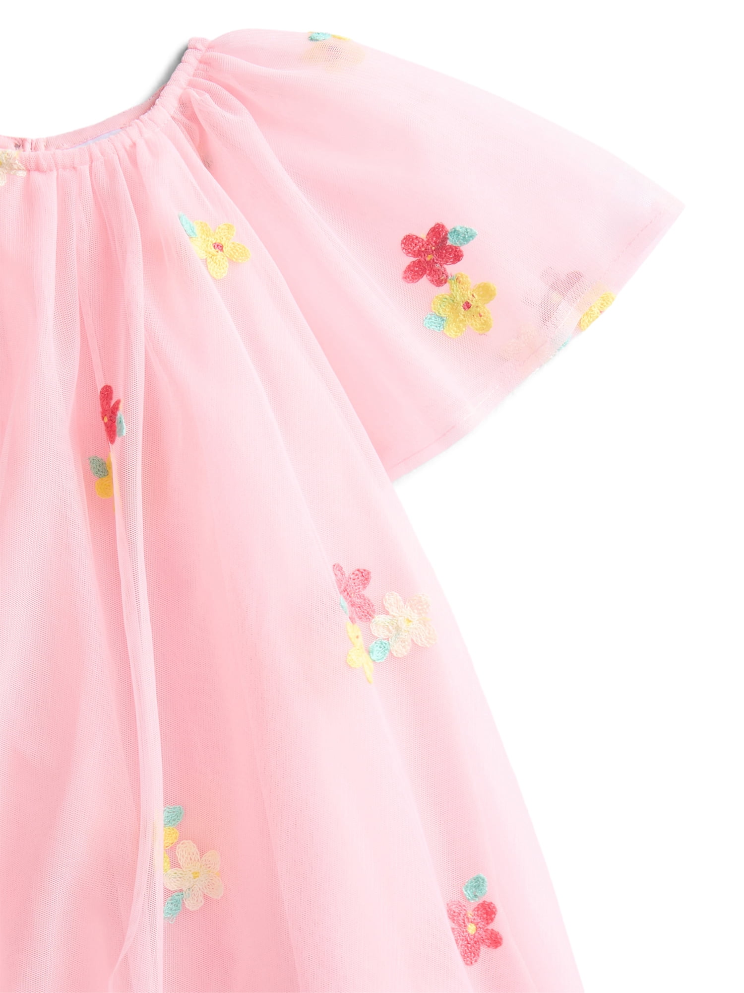 Wonder Nation Toddler Girls Floral Print Dress with Short Sleeves, Sizes 12M-5T