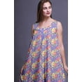 thumbnail image 5 of Bimba Medium Purple Floral Leaves & Ranunculus Printed Cotton Nightgowns For Women Sleeveless Gown Sleepwear Maxi Dress Medium, 5 of 6