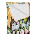 thumbnail image 2 of Urban Graffiti Soft Flannel Fleece Throw Blanket, Throwie Style Wall Graffiti of Bubble Letters Partially Overlapping Words, Cozy Plush for Indoor and Outdoor Use, 50" x 70", Multicolor, by Ambesonne, 2 of 5