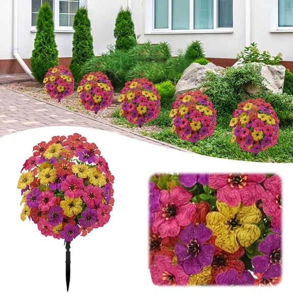 NANDIYNZHI Artificial Flowers for Outdoors,Artificial Flowers With Ground Spike for Garden Decor,Artificial With Ground Garden Stake, Fake Bush, Faux Outdoor Plants, Artificial Shrubs