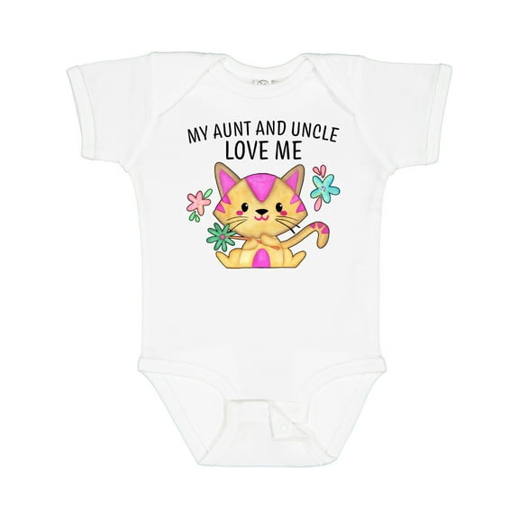 Inktastic My Aunt and Uncle Love Me with Cute Kitten and Flowers Boys or Girls Baby Bodysuit