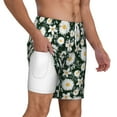 thumbnail image 3 of Goofa White Daisies and Bee Printed Men's Swim Trunks Board Shorts Quick Dry Mens Swimming Trunks with Compression Liner,Breathable Fit Hawaii Beach Shorts-Medium, 3 of 9