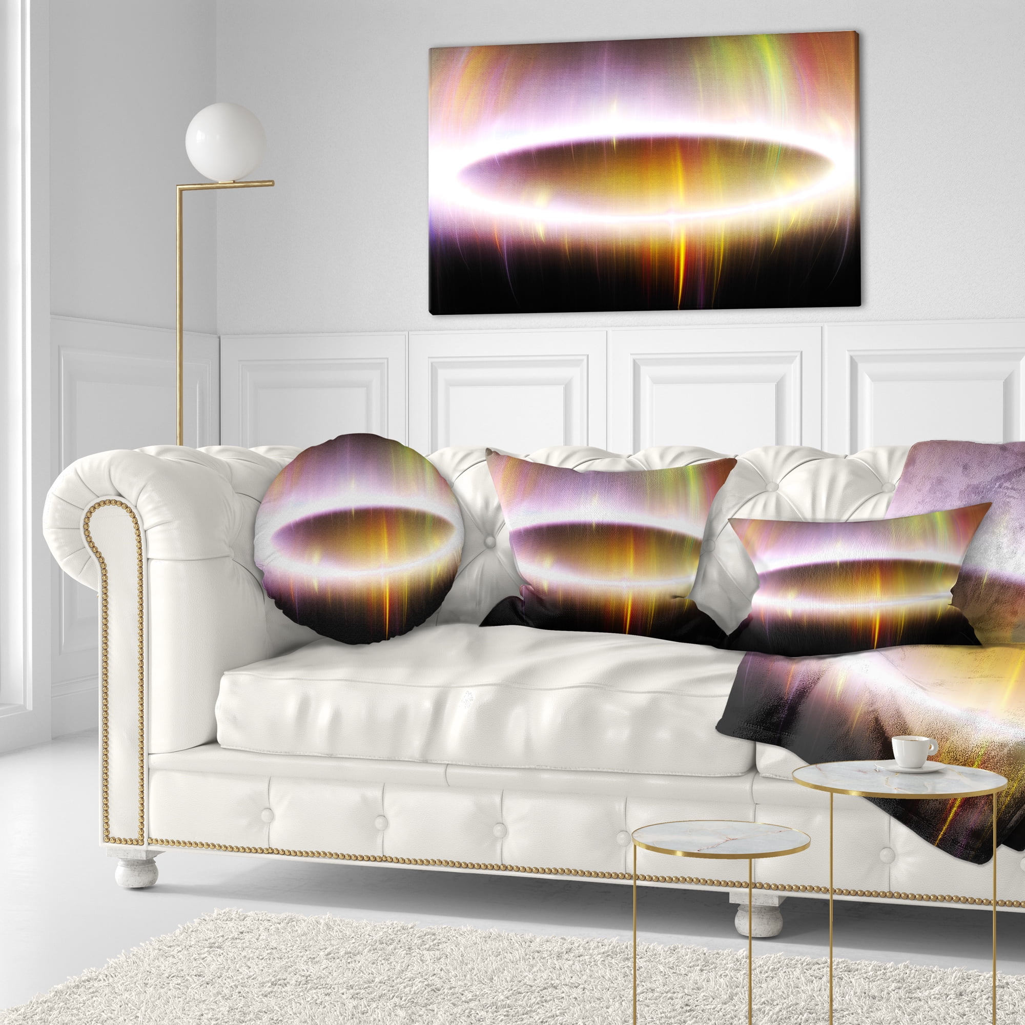 Designart Large Oval of Northern Lights - Abstract Throw Pillow - 12x20