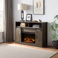 thumbnail image 2 of Newboti Furniture Rustic Oak 2-Door Fireplace with 2 Shelves 02763, 2 of 6