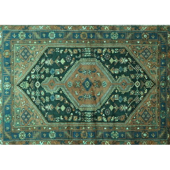 Ahgly Company Indoor Rectangle Persian Turquoise Blue Traditional Area Rugs, 7' x 10'
