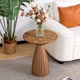 thumbnail image 3 of Pedestal Drink Table, Small Round Martini Table, Metal End Table for Small Space, Living Room, Walnut, 3 of 5