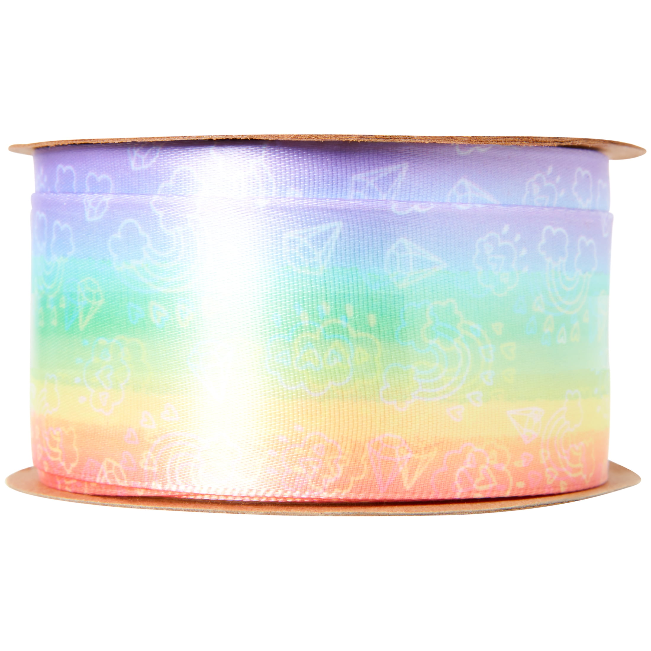 Offray Ribbon, Multi-Color 1 1/2 inch Rainbow Satin Ribbon for Sewing, Crafts, and Gifting, 9 feet, 1 Each