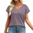 thumbnail image 4 of Ronuti Short Sleeve Sweater for Women V Neck Trendy Summer Tops Beach Vacation Clothes Travel Business Casual Outfits, 4 of 9