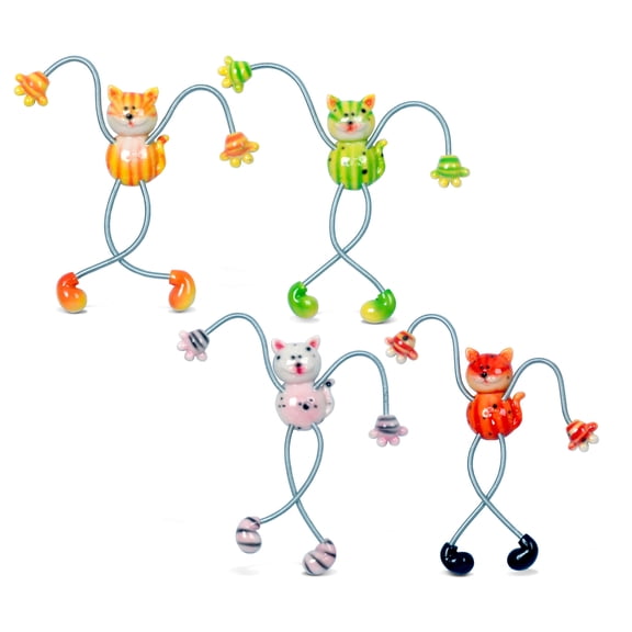 CoTa Global Cat Refrigerator Springy Magnets Set of 4 - Assorted Color Cute Pet Animal Springy Magnets For Kitchen Fridge Door, Lockers, Cool Feline Home and Office Novelty Decor Accessory - 4 Pack