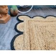thumbnail image 4 of Hand Woven Farmhouse Jute Area Scalloped Rug Natural Scallop Pattern Jute Bohemian Base Black Trim Rug (Black, 8'x10'), 4 of 6