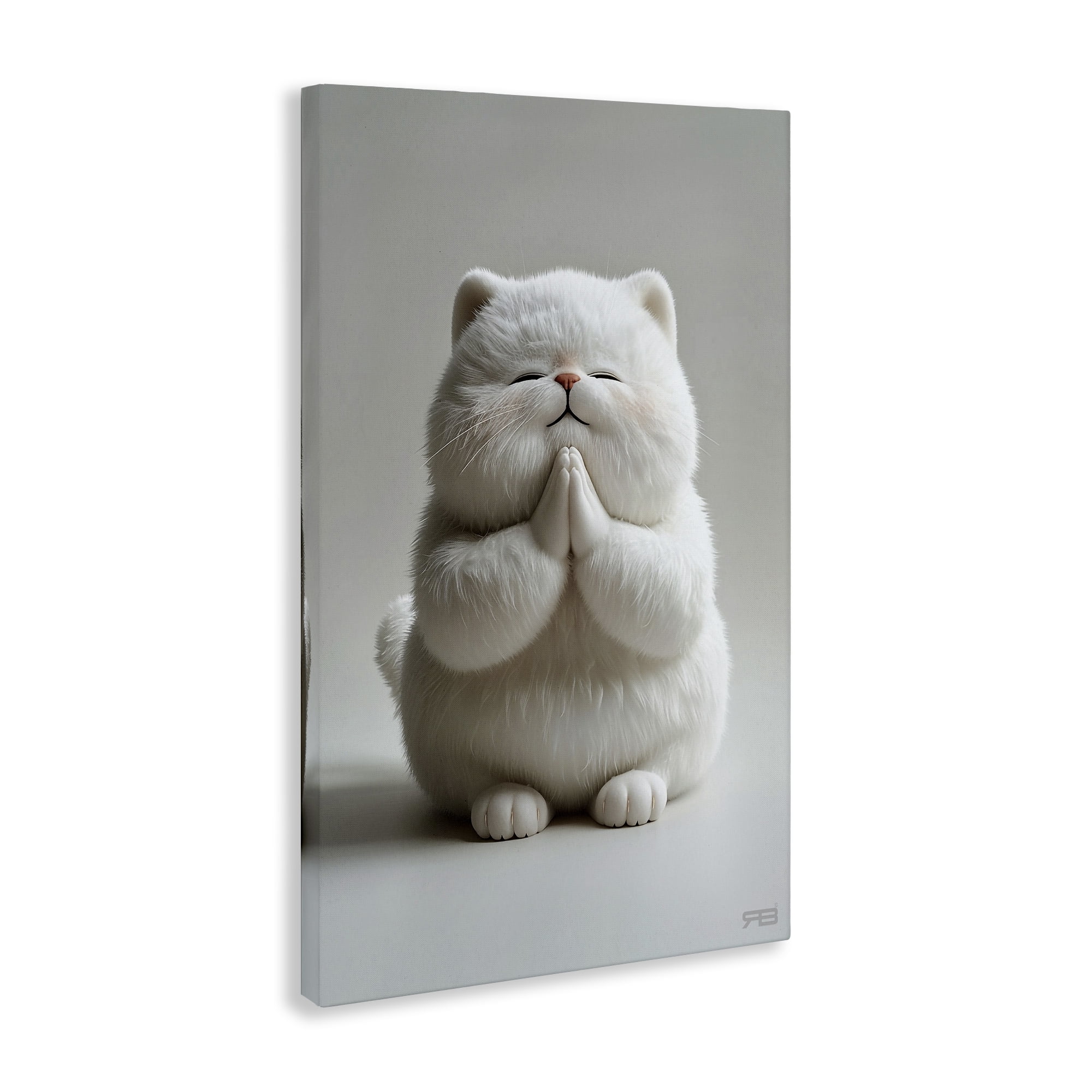 Stupell Industries Fluffy Praying Cat Animals & Insects Painting Gallery Wrapped Canvas Art Print Wall Art, 16 x 24