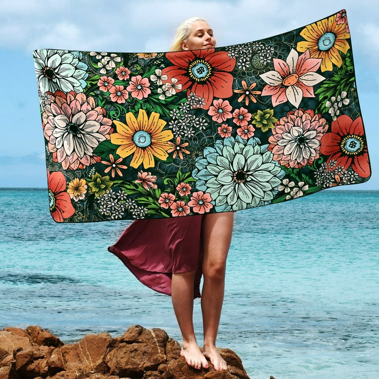 Alishomtll Boho Floral Bath Towels 3Pcs Bathroom Towels Sets Include Bath Towel Hand Towel and Washcloth Bohemian Watercolor Flower Print Walmart