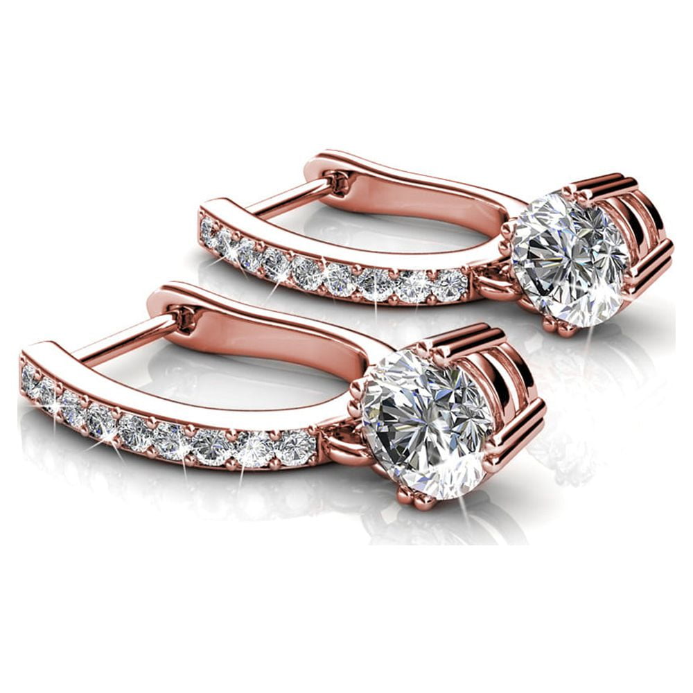 Cate & Chloe McKenzie 18k Rose Gold Plated Drop Dangle Earrings with Swarovski Crystals for Women