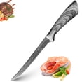 thumbnail image 7 of 8-inch Filet Knife for Meat Fish Stainless Steel Petrified Fishing Knife Damascus Laser Boning Knife Meat Cleaver Sushi Slicing Knife with Coated Handle, 7 of 7