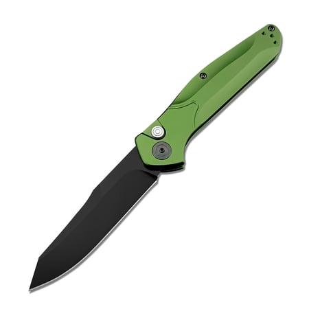 Folding Pocket Knife for Men and Women 3.15 Inch D2 Satin Blade Green Aluminium Handle Ideal for Utility EDC Knife