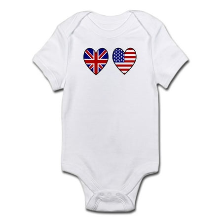 

CafePress - Union Jack / USA Heart Flags Infant Bodysuit - Baby Light Bodysuit