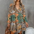 thumbnail image 2 of Vestido con cordones estampado de manga larga con cuello en V casual de moda para mujer Fridja  yut4174, 2 of 8