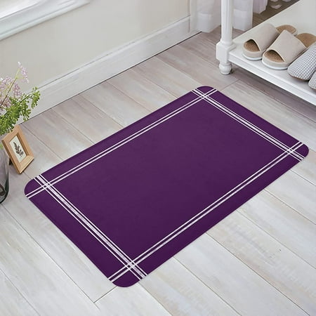 

Solid Color Durable Doormat Entrance Front Door Rug Shoes Mat Sponge Carpet Indoor Non Slip Floor rDoor Mats - Dark Purple 24x16 Inch