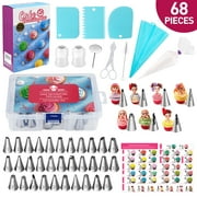 68 Pcs Cake Decorating Supplies Cake Decorating Kit Cake Decorating Tools With 39 Piping Tips, 20 Piping Bags, 3 Scrapers, 2 Couplers and more - Baking Supplies and Baking Tools