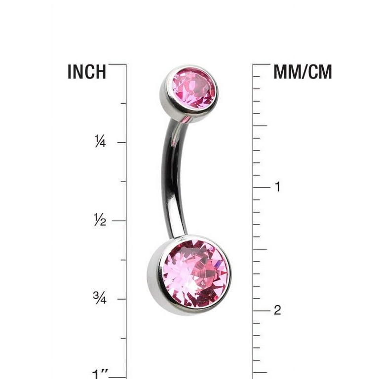 Internally Threaded Grade Titanium Bezel Pink Gem Belly Ring Internally Threaded Grade Titanium Bezel Pink Gem Belly Ring