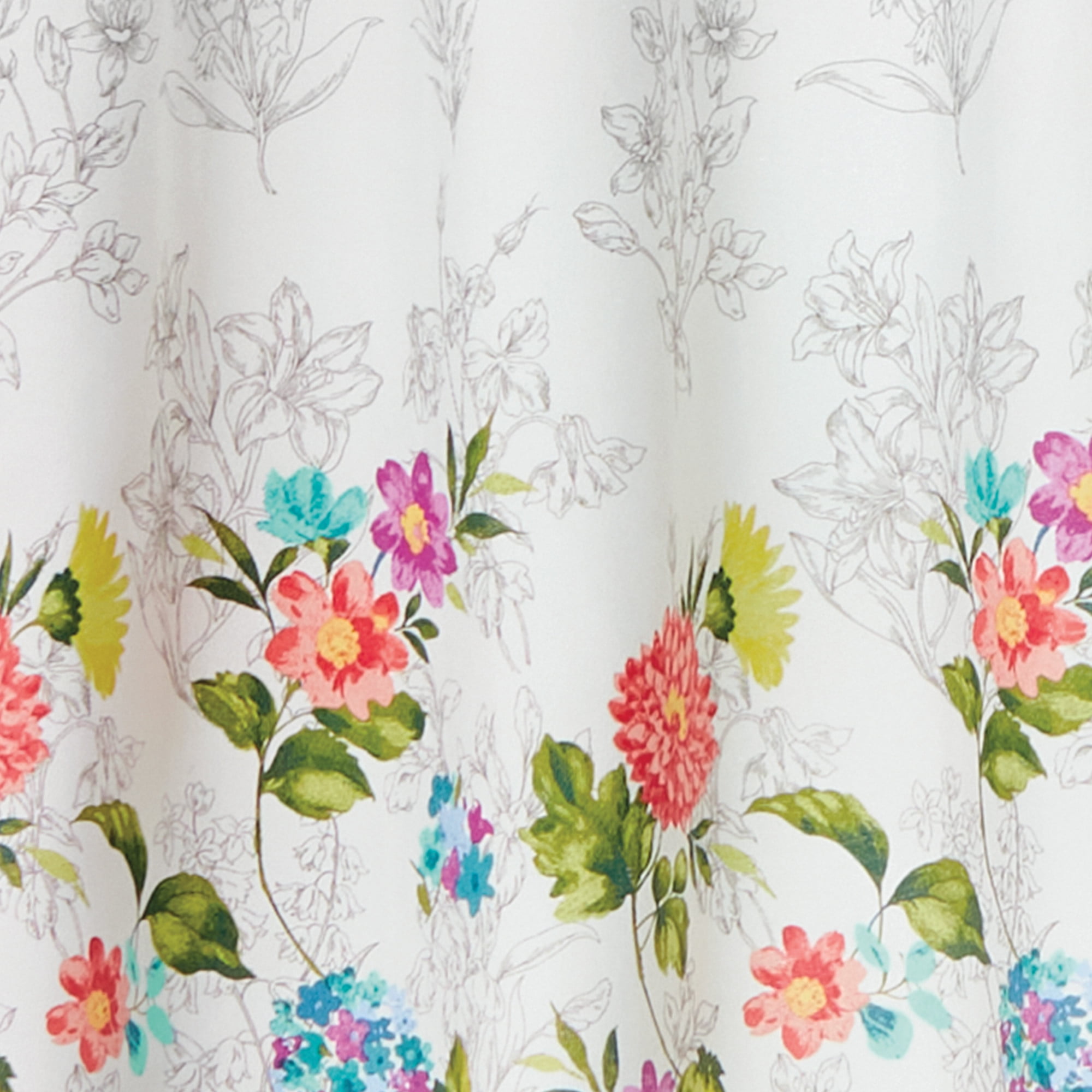 The Pioneer Woman Blooming Bouquet 3 Piece Tier Set, Multi, Recycled Polyester, BCI Cotton, 60"W x 14"L, Indoor Curtain, Adult