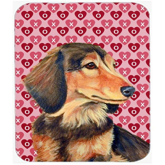 Dachshund Hearts Love And Valentines Day Portrait Mouse Pad, Hot Pad or Trivet