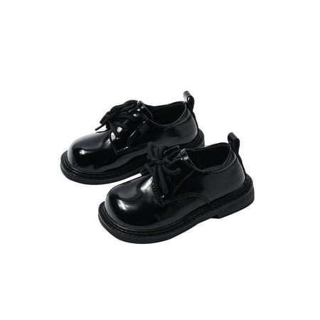

Ymiytan Child Flats Retro Uniform Shoe Lace Up Dress Shoes Party Nonslip British Soft Sole Moccasins Black 8C