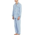 thumbnail image 2 of GLOBAL Mens Cotton Pajama Sets Long Sleeve Button Down Sleepwear Comfy Loungewear Soft Pjs Set Black Blue Stripes XL, 2 of 5