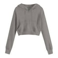 thumbnail image 6 of HAOTAGS Teen Girls Cropped Hoodie(4-12), Casual Long Sleeve Hooded Sweatshirts with Pockets Gray 4 Years, 6 of 9