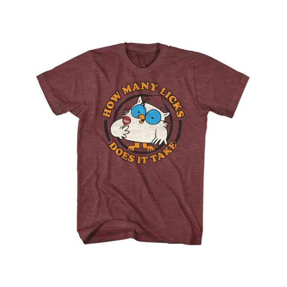 Tootsie Roll How Many Vintage Maroon Heather Adult T-Shirt Tee