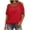 A-Red, variant on Eyelet Blouses for Women Batwing Sleeve Crewneck Shirt Cold Shoulder Tops Plus Size Elastic Hem Clothes Red