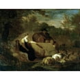 thumbnail image 3 of Adriaen van de Velde 18x15 Black Modern Framed Museum Art Print Titled - Shepherd and Shepherdess with Their Flock at a Well (1668), 3 of 5