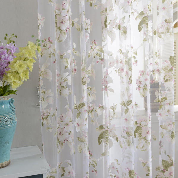 Modern Valances Floral Tulle Voile Door Window Curtain Drape Panel Sheer 1m×2m 