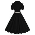 thumbnail image 5 of ITSAME Womens A-Frame Dress, Pleated Lapel Short Sleeve Elegant Tunic Maxi Dress Black 2XL, 5 of 9