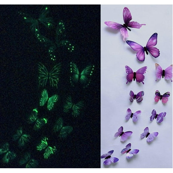 UHUSE Autocollant Lumineux simulation Papillon 3D Tridimensionnel
