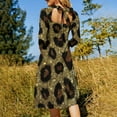 thumbnail image 5 of Golden Glitter Leopard Print Women's 3/4 Sleeve Dresses Elegant A-Line Midi Dress Flare Summer Casual Sundress, 5 of 9