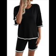 thumbnail image 1 of Conjuntos de Dos Piezas para Mujer: Jersey de Corta, Pantalones Anchos y Conjuntos de Viaje de Verano Negro XL, 1 of 10
