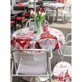 thumbnail image 4 of Outdoor Tablecloth with Umbrella Hole and Zipper, Pink Gnomes Valentines Round Table Cloth 54 Inch Waterproof Tablecloth, Red Love Heart Eucalyptus Leaves Picnic Table Cover for Patio Camping, 4 of 7