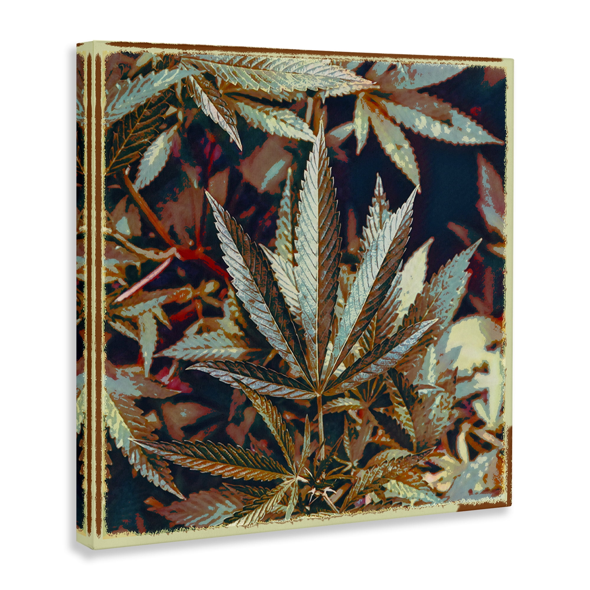 Stupell Industries Heavy Metal Cannabis Plants & Flowers Painting Wrapped Canvas Art Print Wall Art, 36 x 36