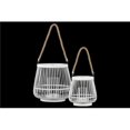 thumbnail image 1 of Urban Trend Collection 41074 Lanterne Ronde en Bambou avec Cordes, Peinte & Blanche - Ensemble de 2, 1 of 2