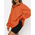 thumbnail image 2 of Womens Half Zip Sweatshirt Oversized Long Sleeve Collar Drop Shoulder Solid 1/4 Zipper Pullover, 2 of 4