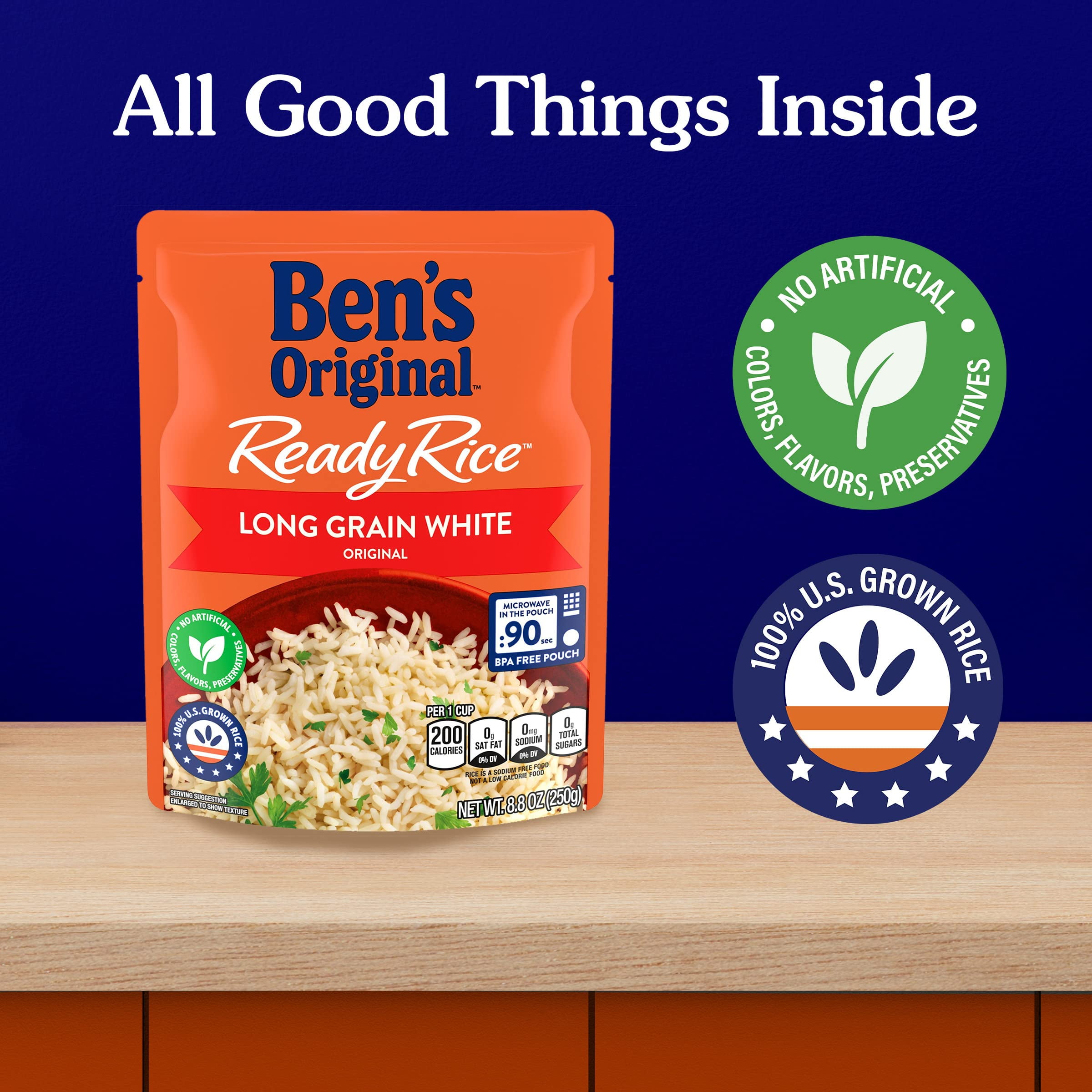 Ben's Original Ready Rice Long Grain White Rice Easy Dinner Side (Pack of 8)